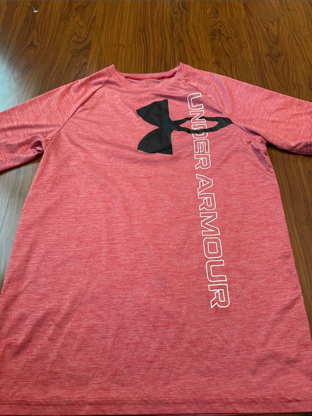 Under Armour Red Heather Long Sleeve Performance Tee with Black Logo